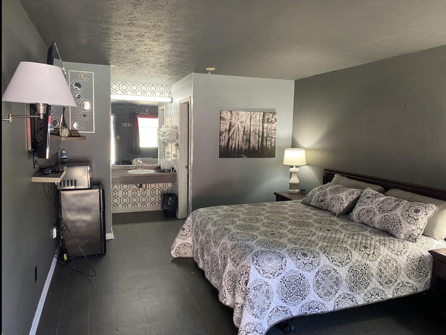 motel room interior bed